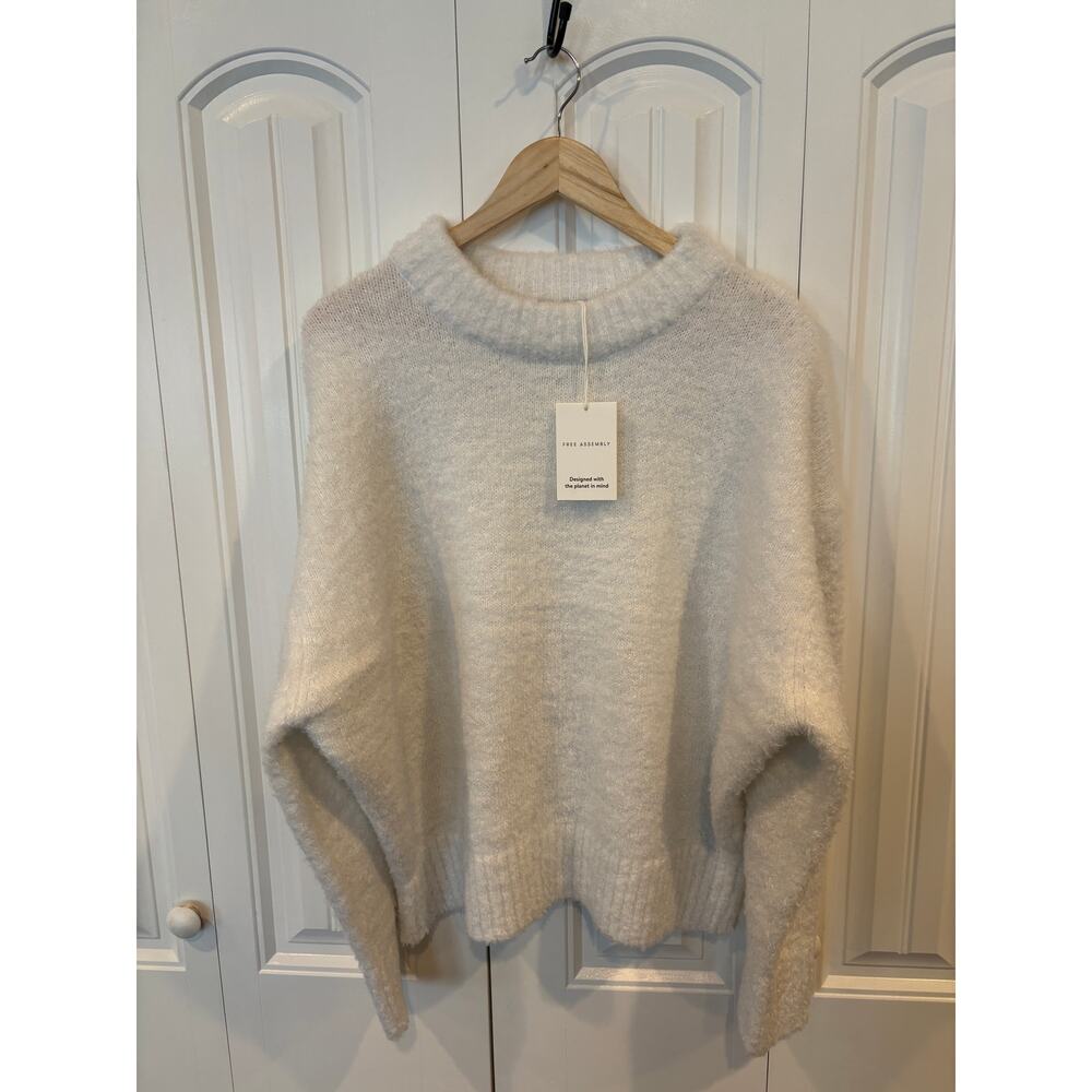 Free Assembly Cream Shimmer Mock Neck Sweater Size XXL